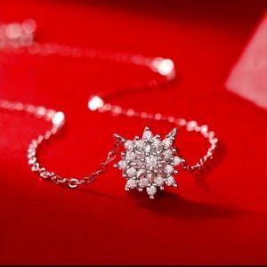 Diamond Sun Flower Pendant 18K Gold Plated Necklace.